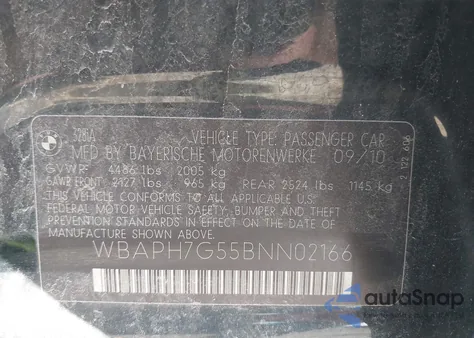 2011 BMW 328I из США, поврежденный, VIN WBAPH7G55BNN02166